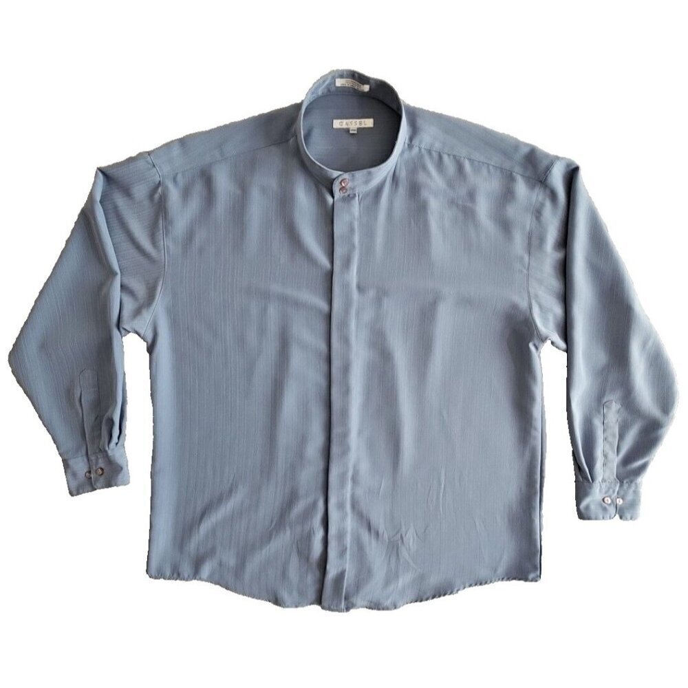 Cassel Mens Big & Tall Gray‎ Long Sleeve Silky Dress Shirt Size 2XL